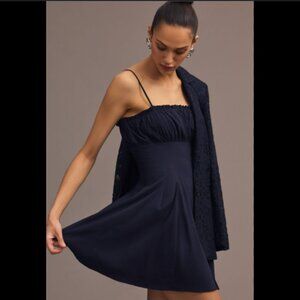 Brand New Maeve Ruched Pleated Flare Mini Dress